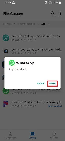 FMWhatsApp Apk Install
