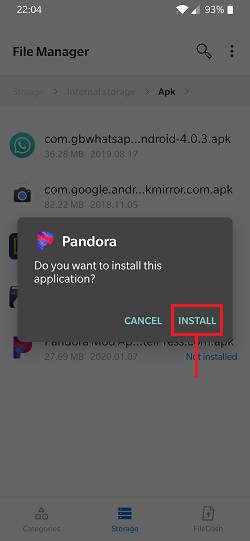 Install Pandora One Apk