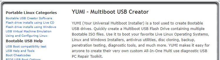 YUMI Multiboot USB Creator