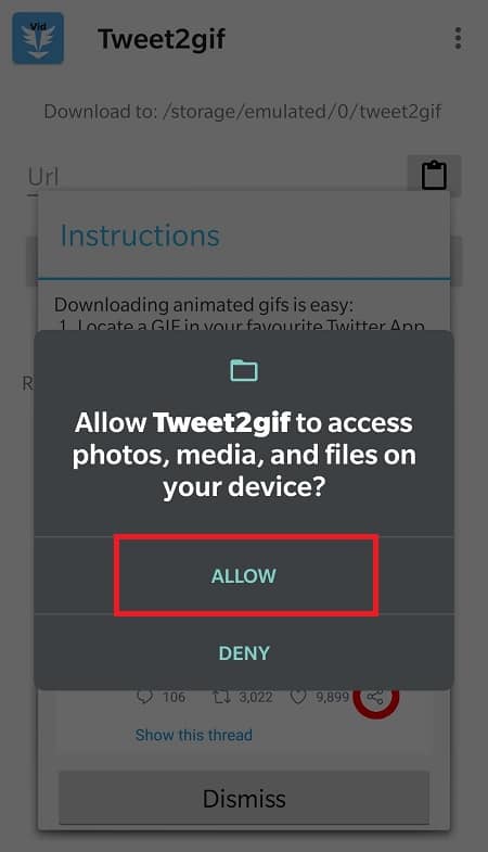 Allow Access Tweet2GIF