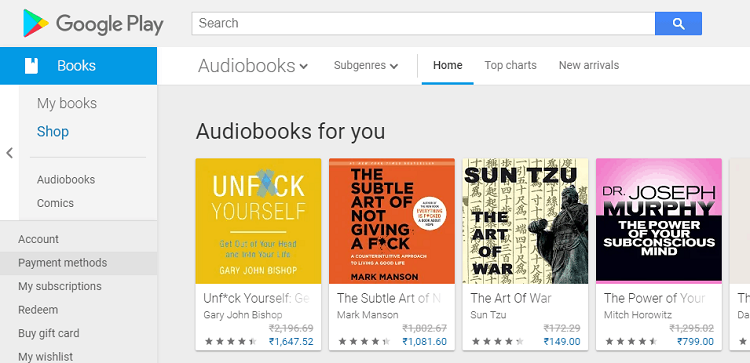 Google Play AudioBooks