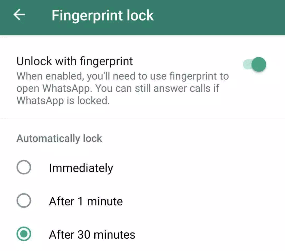 Whatsapp fingerprint lock