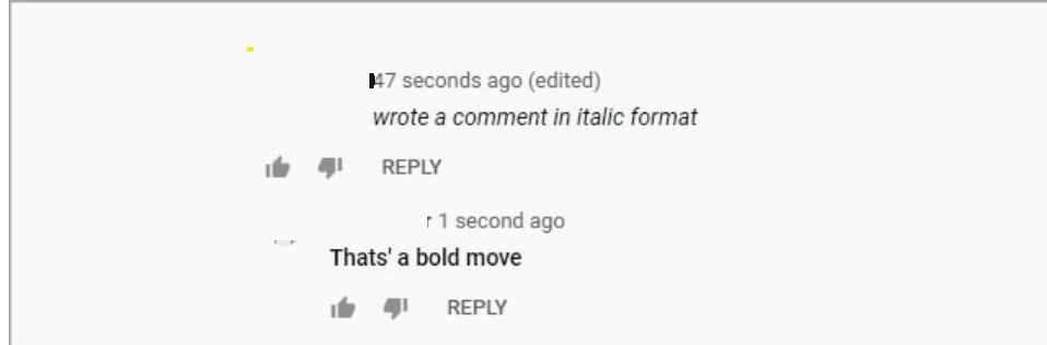Make Youtube Comment Text Bold, Italics, and Strikethrough