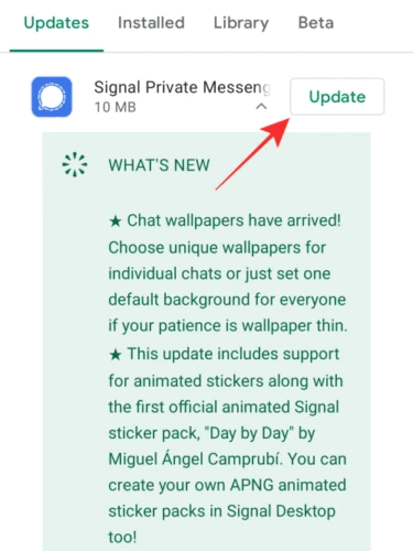 Update Signal Beta