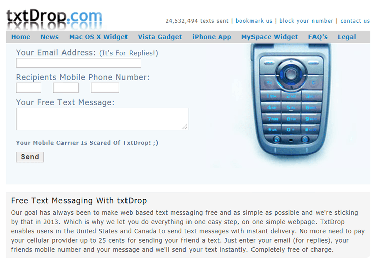 how to send a text without showing your number android free